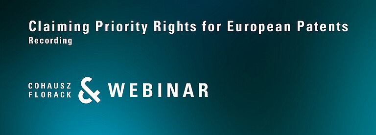 Recording CFWebinar: Claiming Priority Rights for European Patents